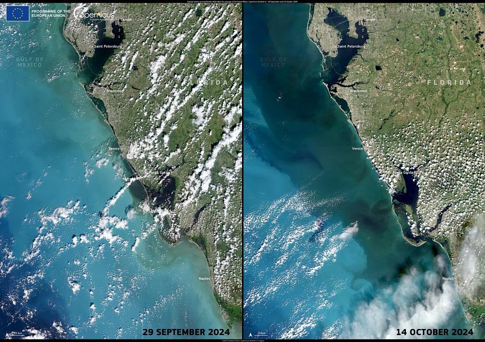 Copernicus chooses the west coast of Florida before and after Hurricane ‘Milton’ as image of the day