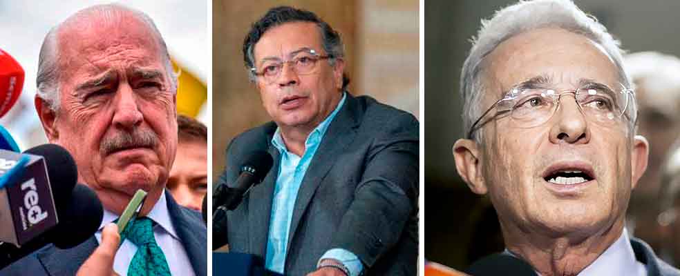 Andrés Pastrana, Gustavo Petro y Álvaro Uribe.