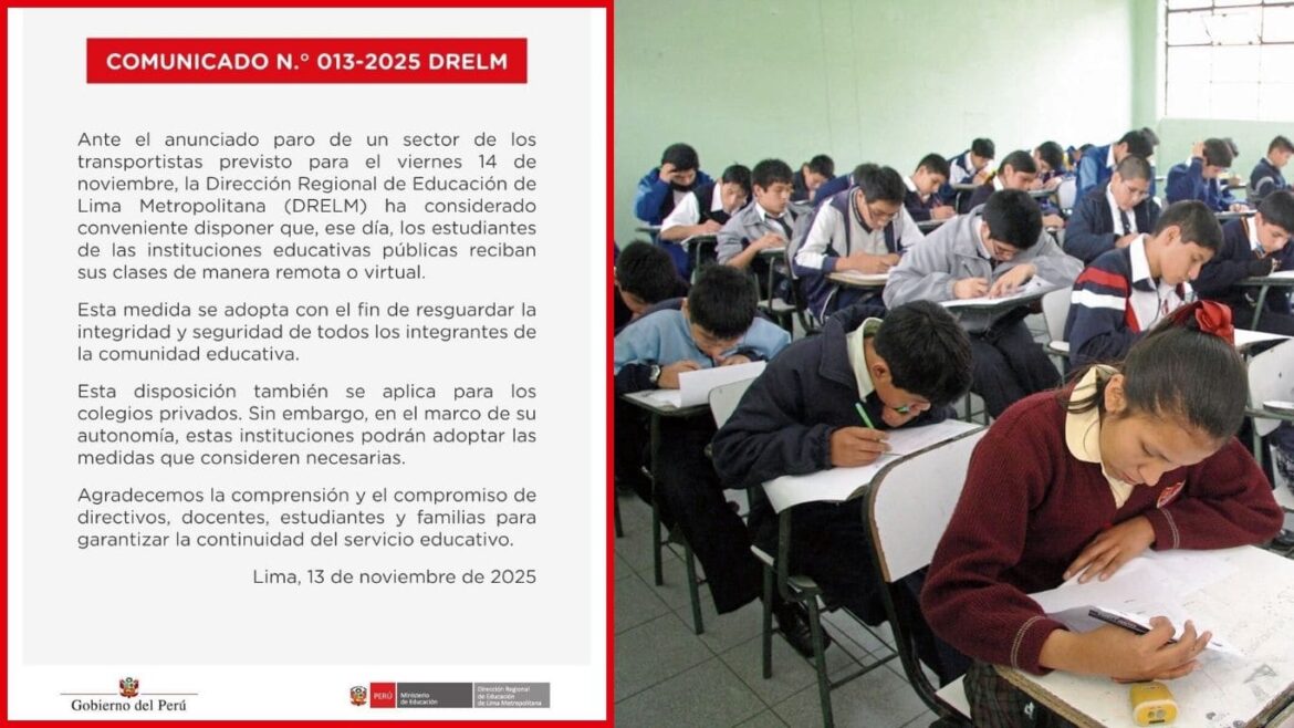 MINEDU suspende clases en Lima y Callao