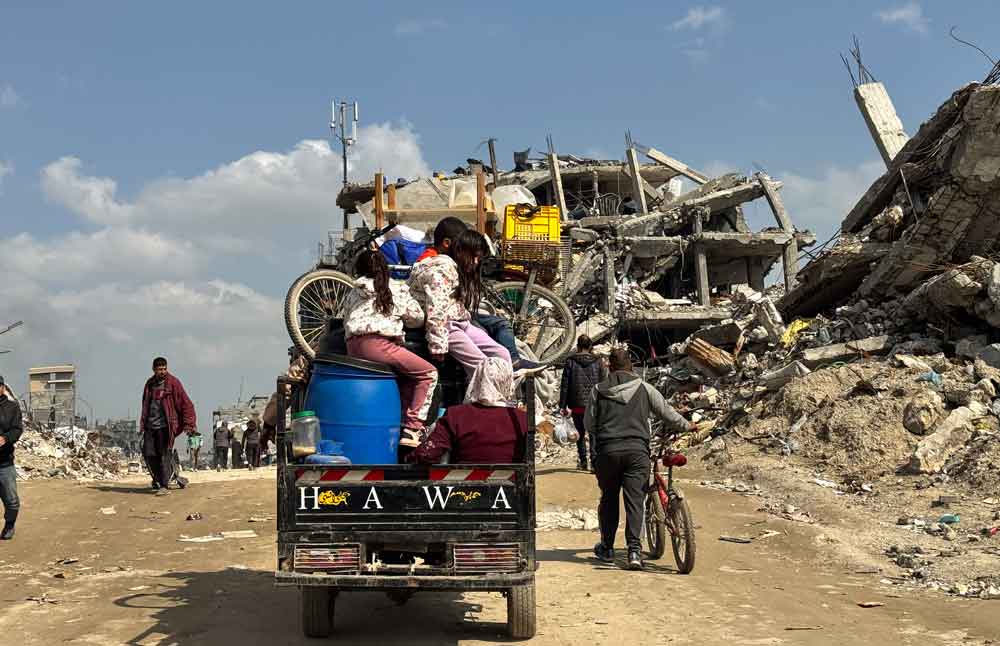 Familia palestina en la Franja de Gaza