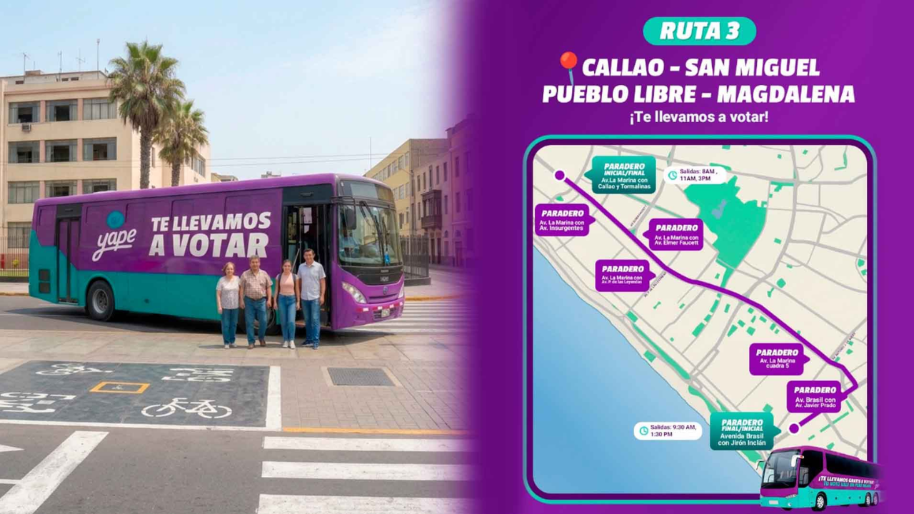 Yape habilitará buses gratis para votar en Lima: rutas y horarios este 12 de abril