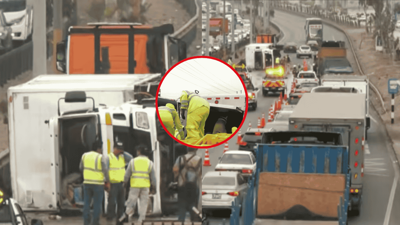 Villa El Salvador: reportan congestión vehicular en Panamericana Sur tras volcadura de furgón