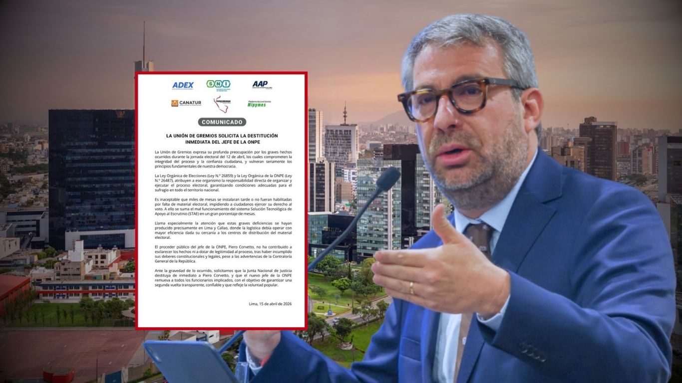 Gremio empresarial pide destitución de Piero Corvetto, jefe de la ONPE