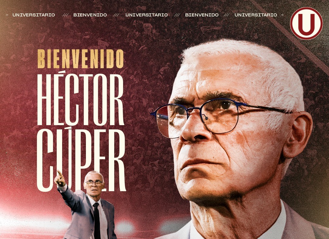 Afiche de bienvenida de Héctor Cúper. El nuevo técnico de Universitario de Deportes. (Foto: Universitario de Deportes)