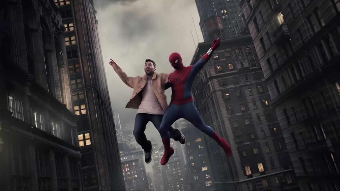 Spider-Man columpiandose junto a Messi en el nuevo promocional de Sony.