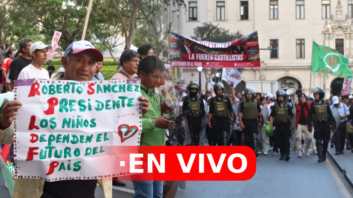 La Toma de Lima se desarrolla este viernes 12 de junio. Foto composición Caretas