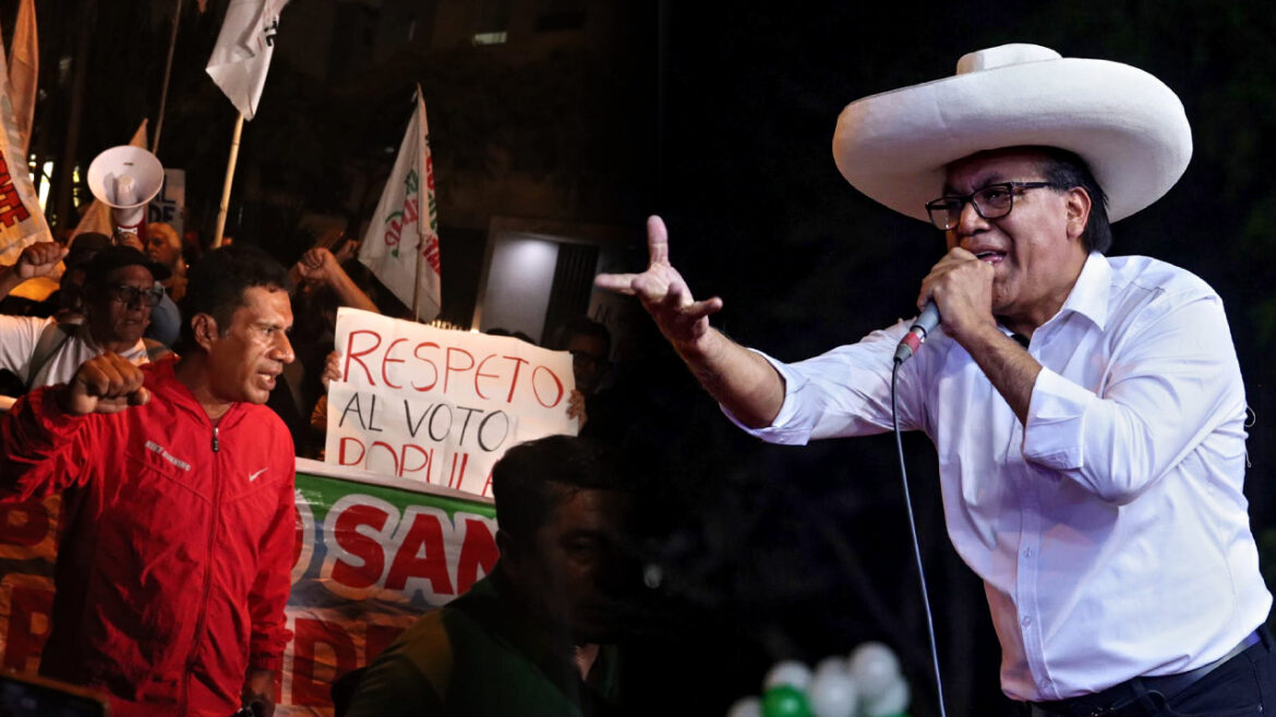 Roberto Sánchez llama a marchar pacíficamente en protestas en Lima. Foto: composición Caretas