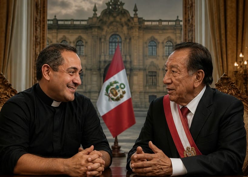 Presidente Balcázar se reunió con el aliado político de Roberto Sánchez a solo cinco días de las elecciones. (Foto: Composición IA)