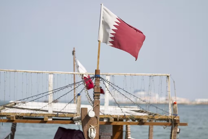 Bandera de Qatar en Doha