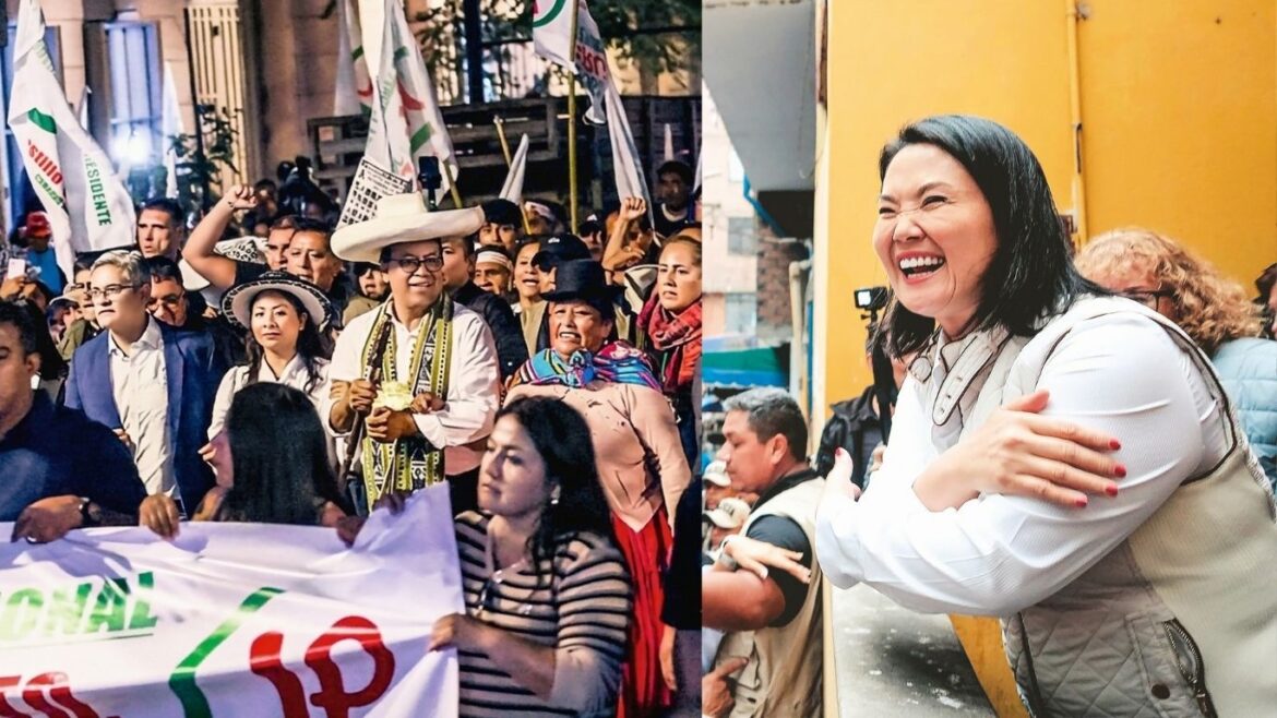 Roberto Sánchez y Keiko Fujimori durante mítin político