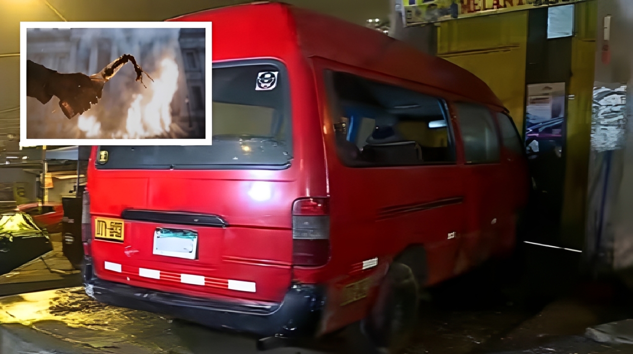 Extorsionadores lanzan bomba molotov contra combi de ‘Los Rojitos’ en San Juan de Miraflores