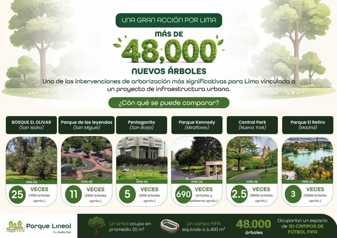 Plantación masiva de árboles en Lima busca reducir impacto ambiental de obra por el Anillo Vial.