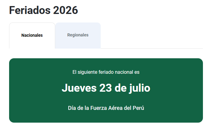 Este 23 de julio es feriado en Perú.