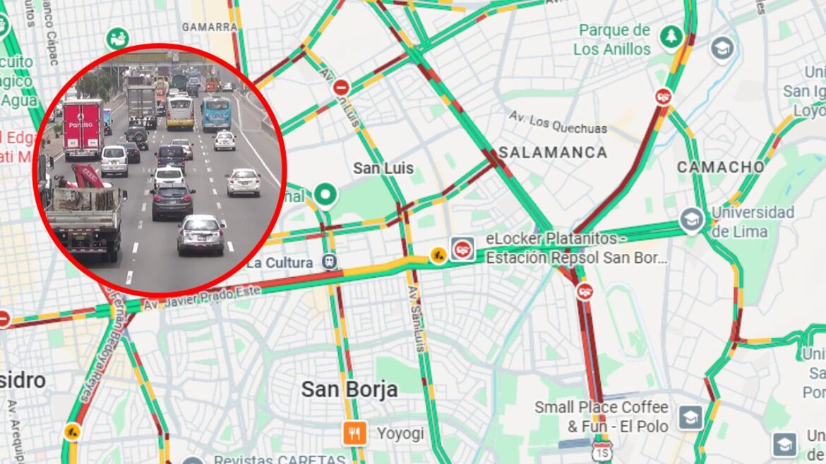 Tráfico en la Panamericana Sur este 7 de julio. Foto: composición Caretas