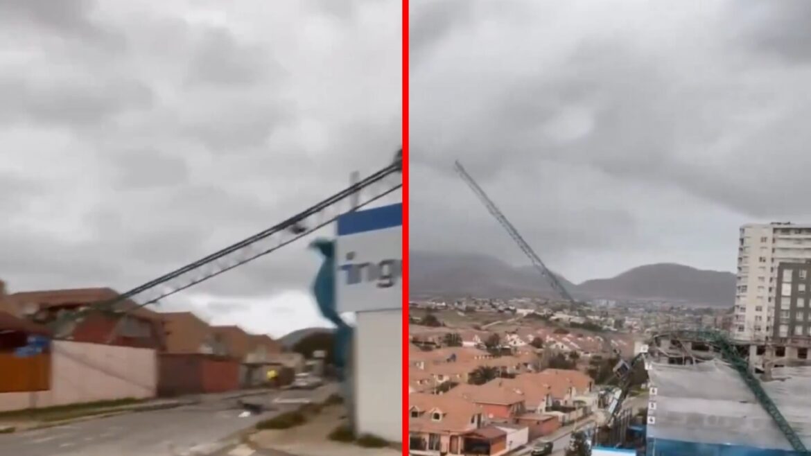 Una grúa de construcción cayó sobre casas en Chile. Foto: composición Caretas