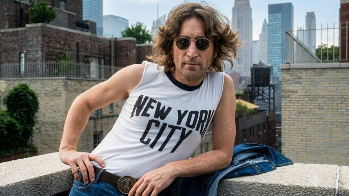 Retrato de John Lennon, integrante de The Beatles y reconocido músico británico.