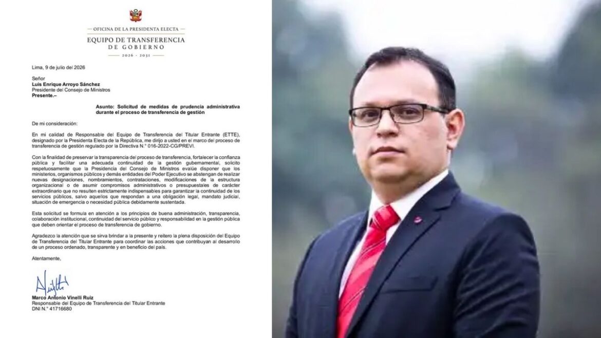 Equipo de transferencia de gobierno de Keiko Fujimori, Marco Vinelli, solicita que se detengan los nombramientos de nuevo personal en el gobierno de Balcázar.
