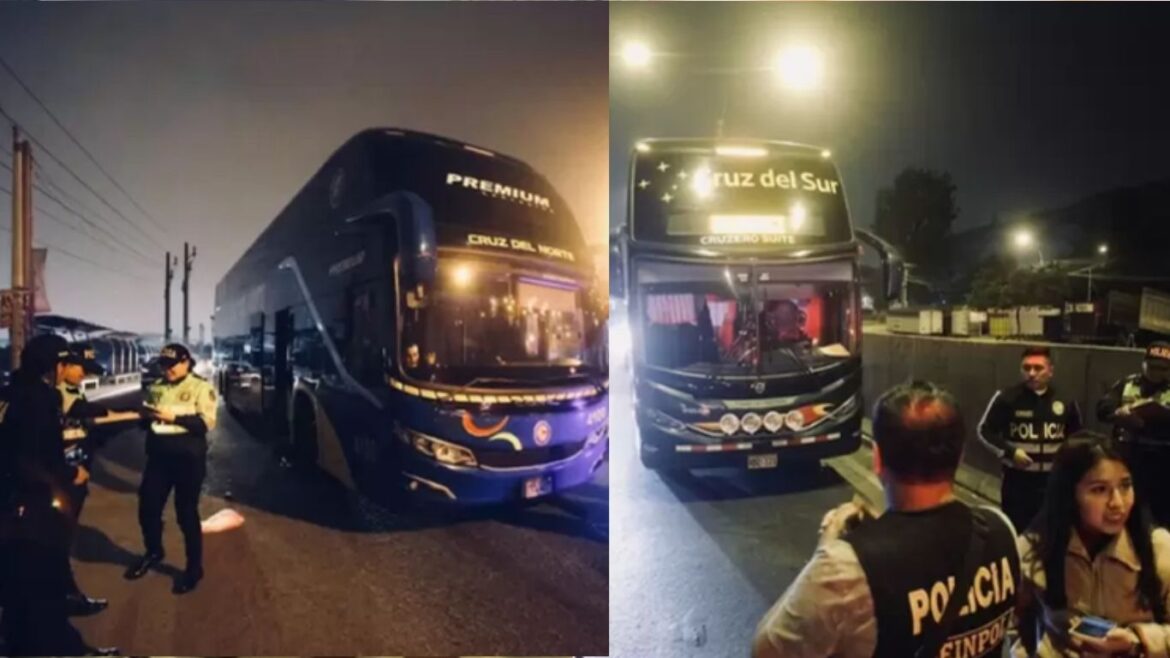 Balean buses de Cruz del Norte y Cruz del Sur en Puente Piedra