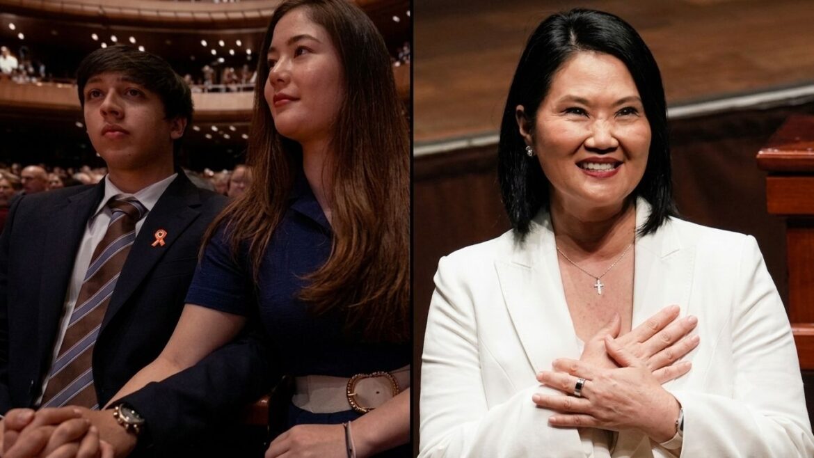 Kyara Villanella y Adrián Harboe llamaron la atención durante la ceremonia de credenciales de Keiko Fujimori tras aparecer juntos y tomados de la mano.