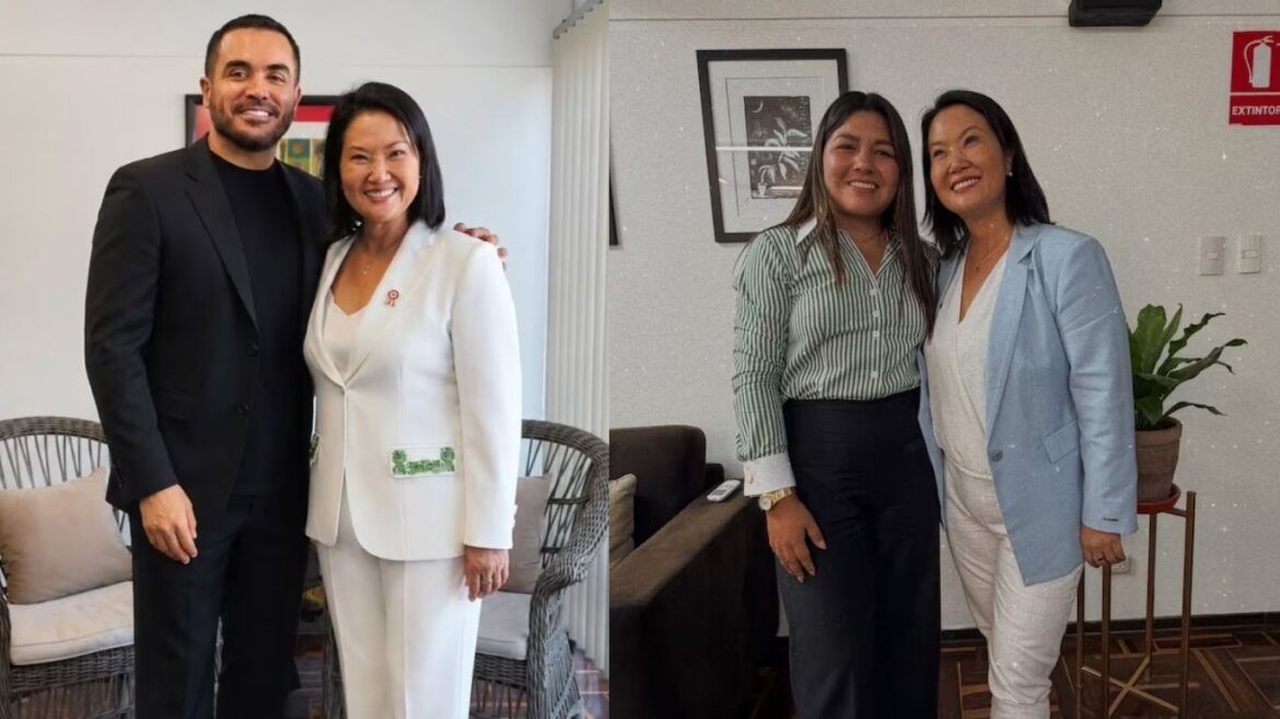 Keiko Fujimori con diseños de Yirko Sivirich y Sue Zacnich para las actividades oficiales del 28 y 29 de julio.