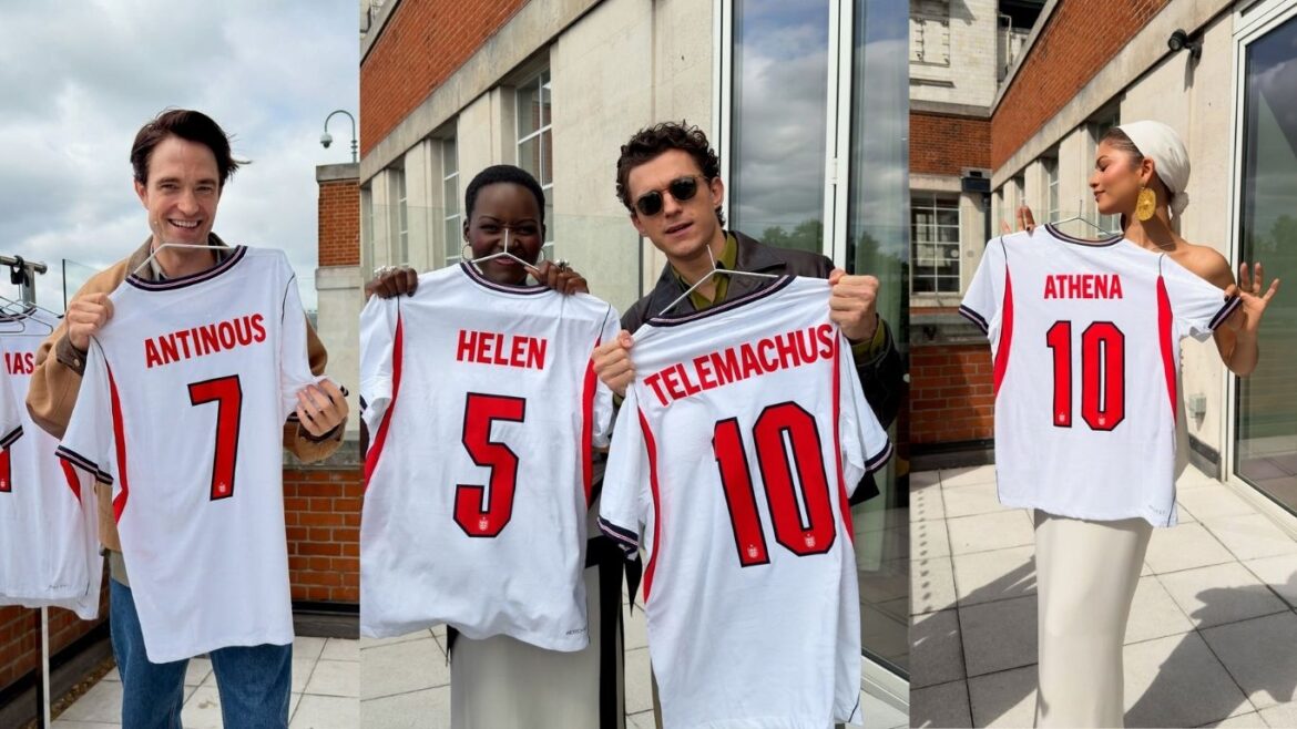 El elenco de La Odisea lució camisetas de Inglaterra antes del duelo frente a México.