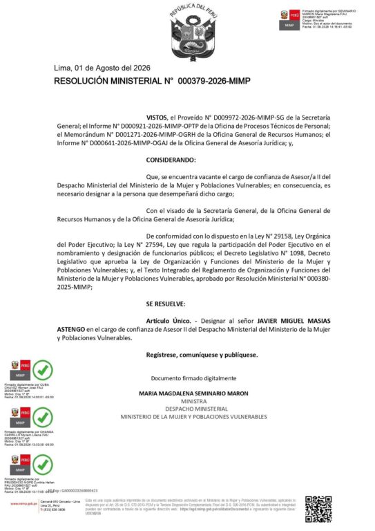 La resolución se aprobó el 1 de agosto, pero fue publicada dos días después. Foto: Gobierno peruano