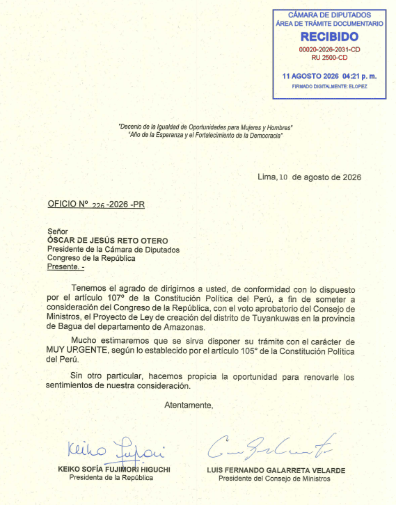 Keiko Fujimori presenta proyecto de ley ante la Cámara de Diputados. Foto: Congreso