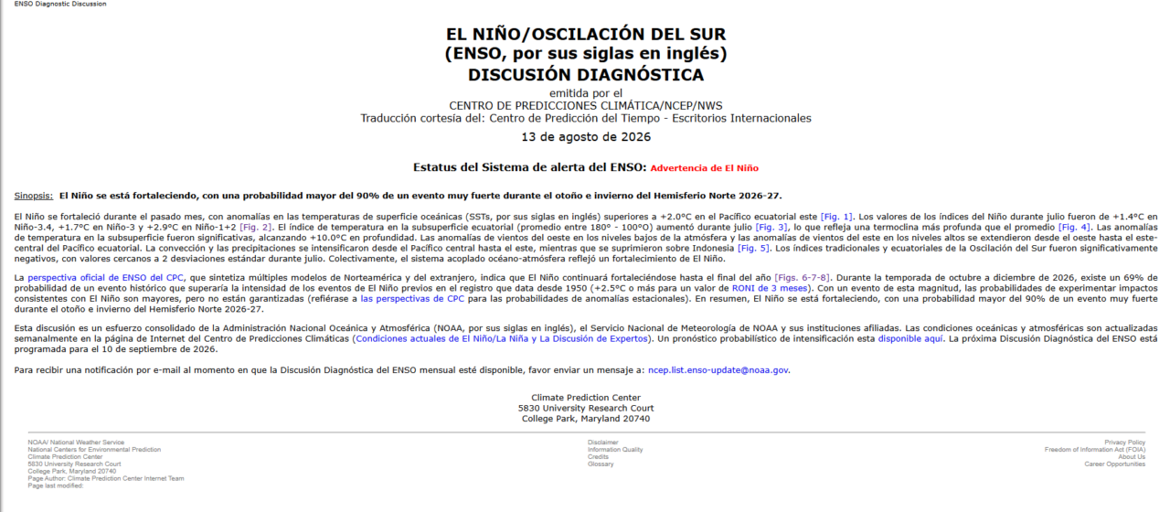 Diagnóstico fue publicado el 13 de agosto. Foto: CPC