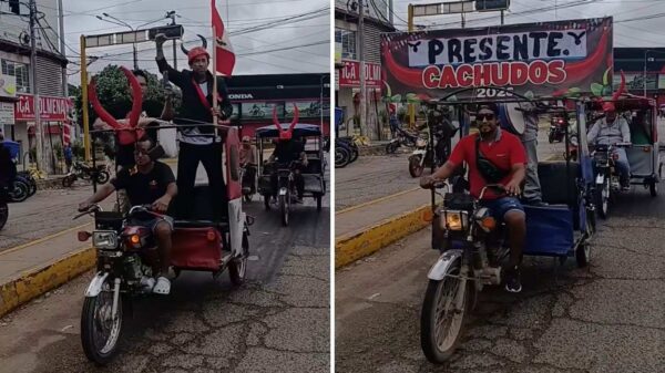 Agrupación "Los Cachudos" se unió a protestas en Ucayali. Foto: composición Caretas/Uranio TV Noticias