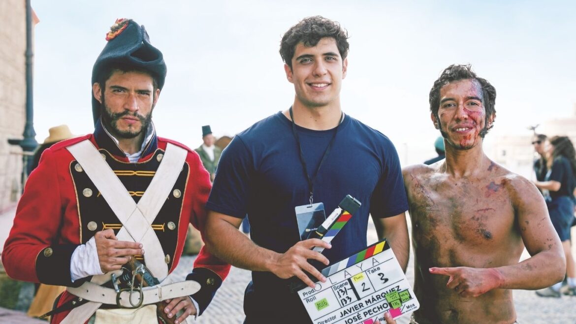 Javier Márquez y Aníbal Lozano durante la producción de la película peruana Olaya.