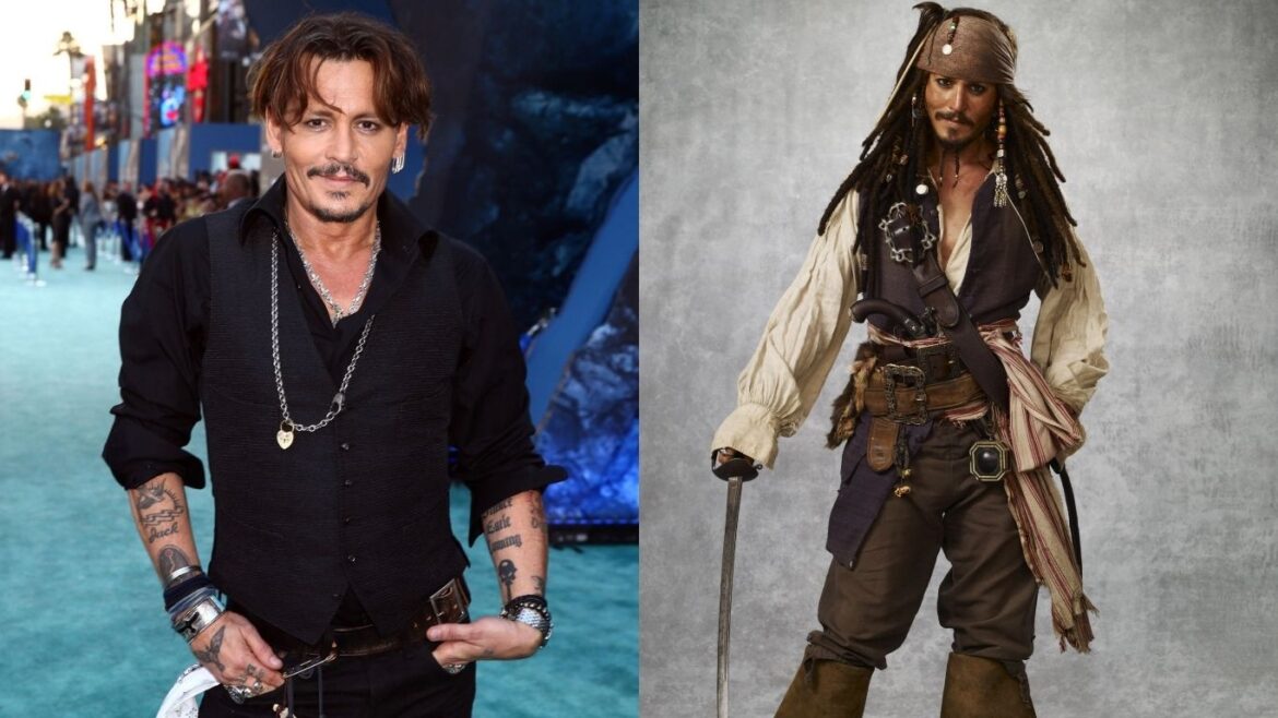 Johnny Depp como Jack Sparrow en la saga Piratas del Caribe.