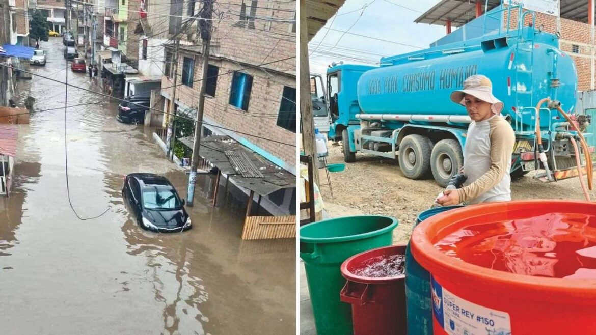 El agua potable aún no llega a todos, mientras los aniegos en Villa El Salvador exponen las dificultades de Lima para evacuar las lluvias.