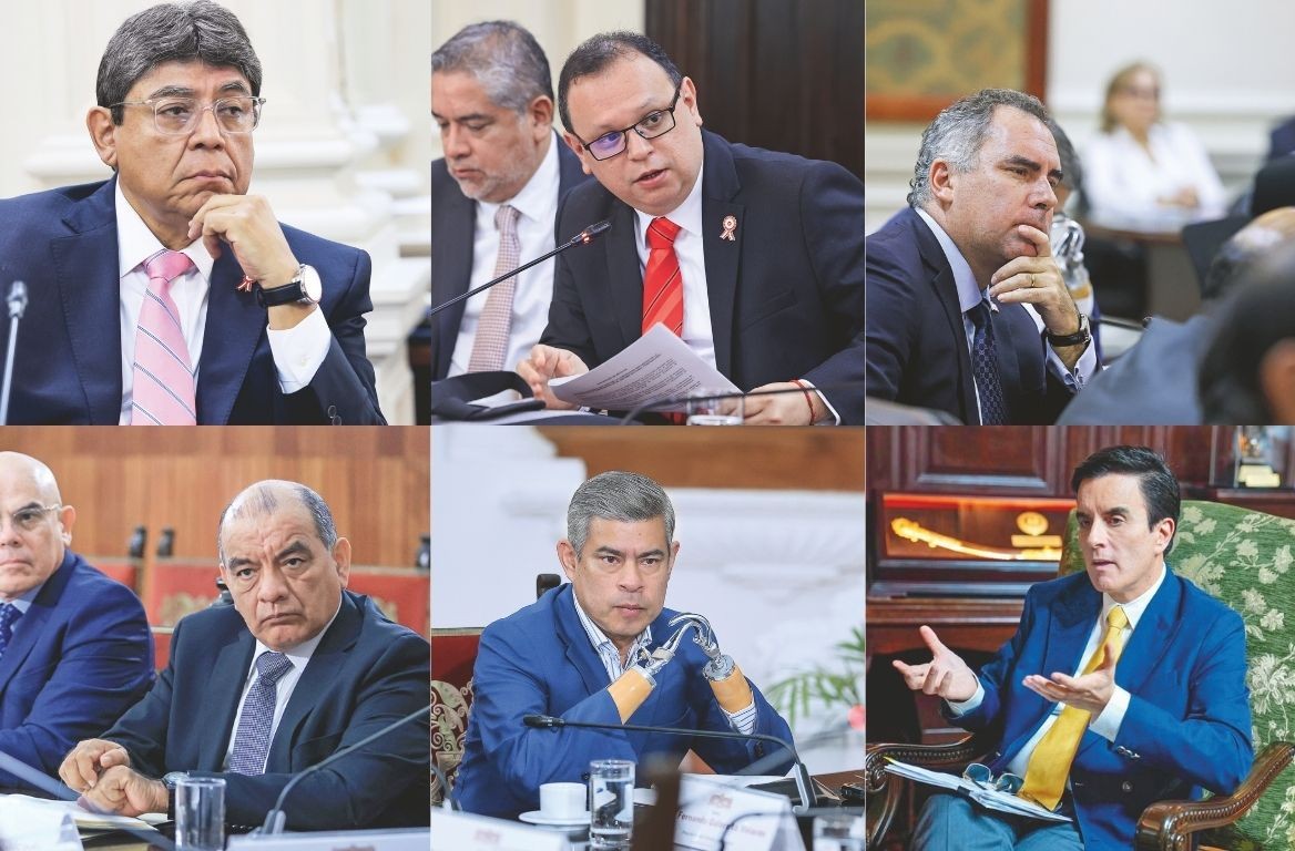 Elmer Cuba, Marco Vinelli, Rafael Belaúnde, César Astudillo, Luis Galarreta y Carlos Espá afrontan distintos frentes ante el Congreso.