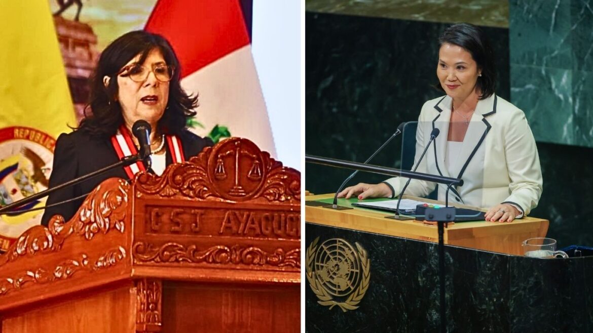 Janet Tello a Keiko Fujimori por su discurso frente a las Naciones Unidas. Foto: Presidencia y Poder Judicial / composición Caretas.