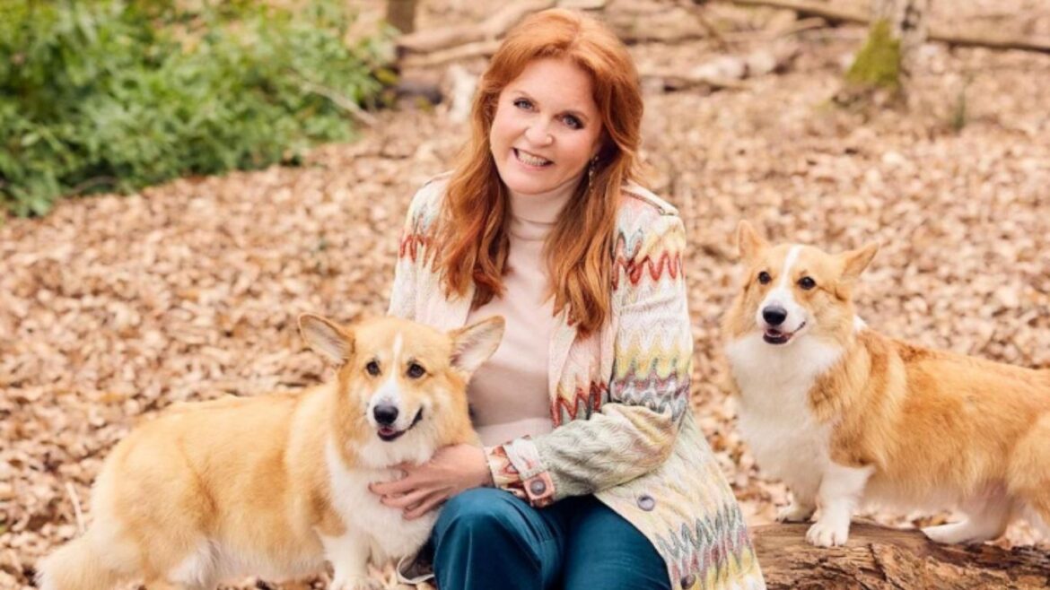 Sarah Ferguson junto a varios perros durante una de sus apariciones públicas.