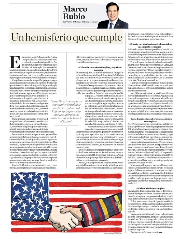 Marco Rubio habla sobre su gira en Sudamérica. Foto: X/Jesús Verde