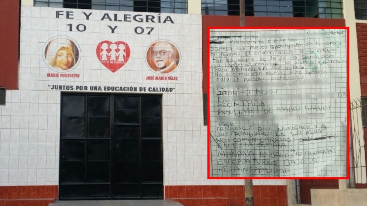 El colegio en Comas habría recibido presunta carta extorsiva. Foto: composición Caretas