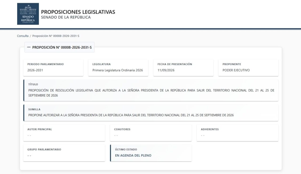 El pedido fue presentado por el Ejecutivo ante el Senado el pasado 11 de septiembre.