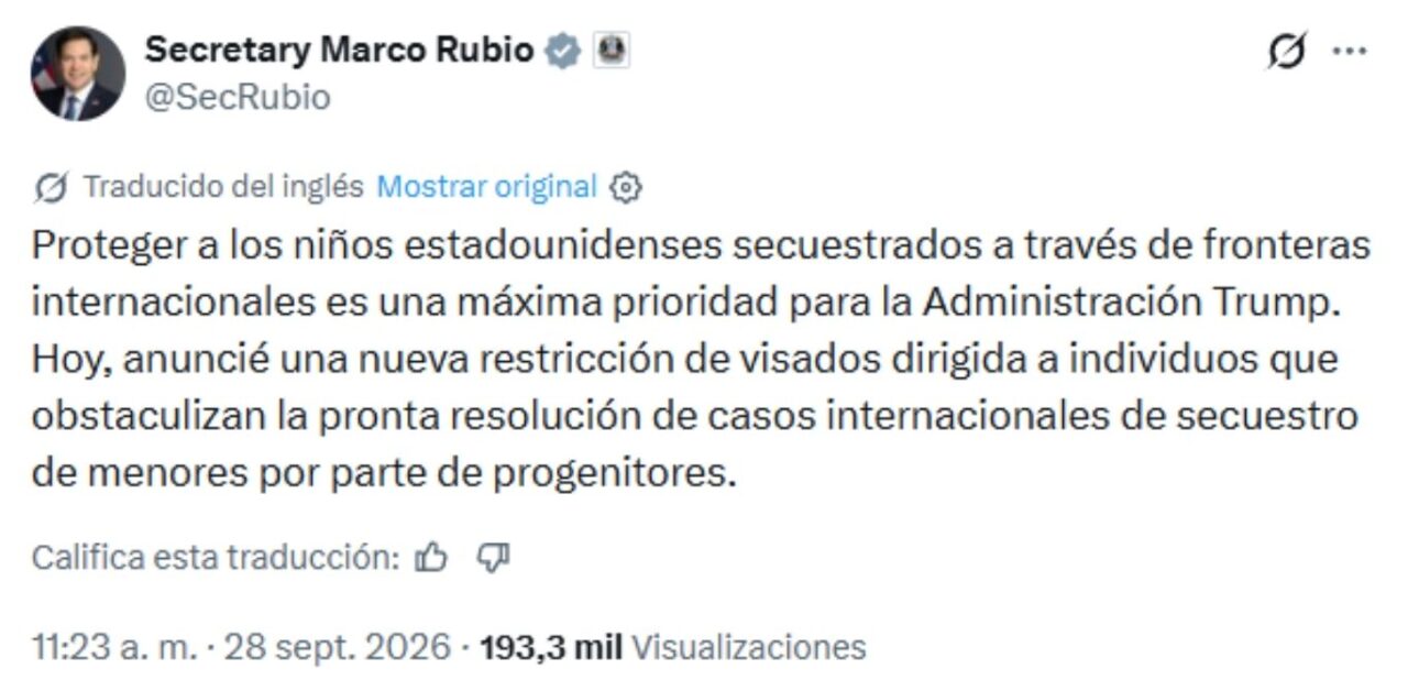 Marco Rubio informó sobre remoción del visados. Foto: X (antes Twitter)