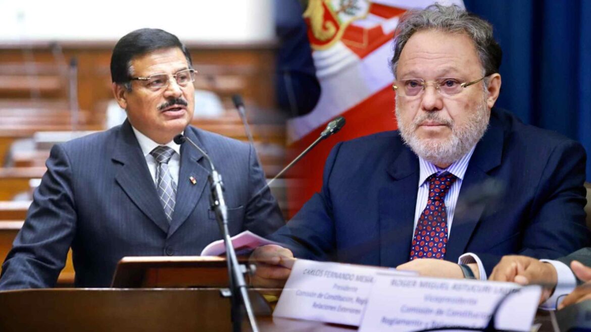Daniel Barragán cuestiona a Carlos Mesía por limitar el debate en la Comisión de Constitución. Foto: composición Caretas.
