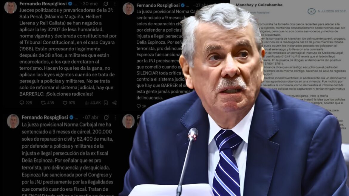 Fernando Rospigliosi afronta denuncia constitucional que pide su suspensión e inhabilitación por hasta 10 años. Foto: composición Caretas.