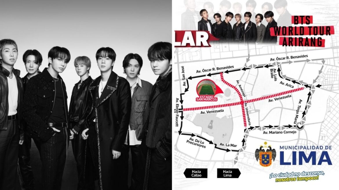 Conoce los desvíos vehiculares y rutas alternas aperturadas por el concierto de BTS en el estadio de San Marcos. Foto: composición Caretas.