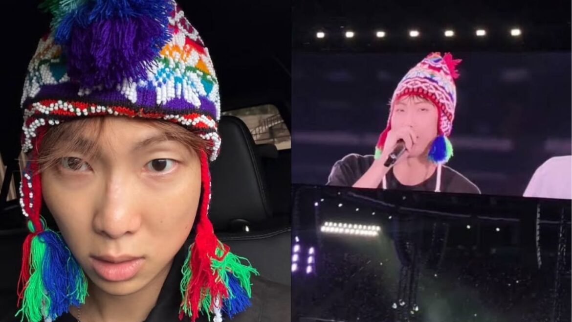 RM, líder de BTS, se dirige al público durante el segundo concierto del grupo en el Estadio San Marcos, en Lima.