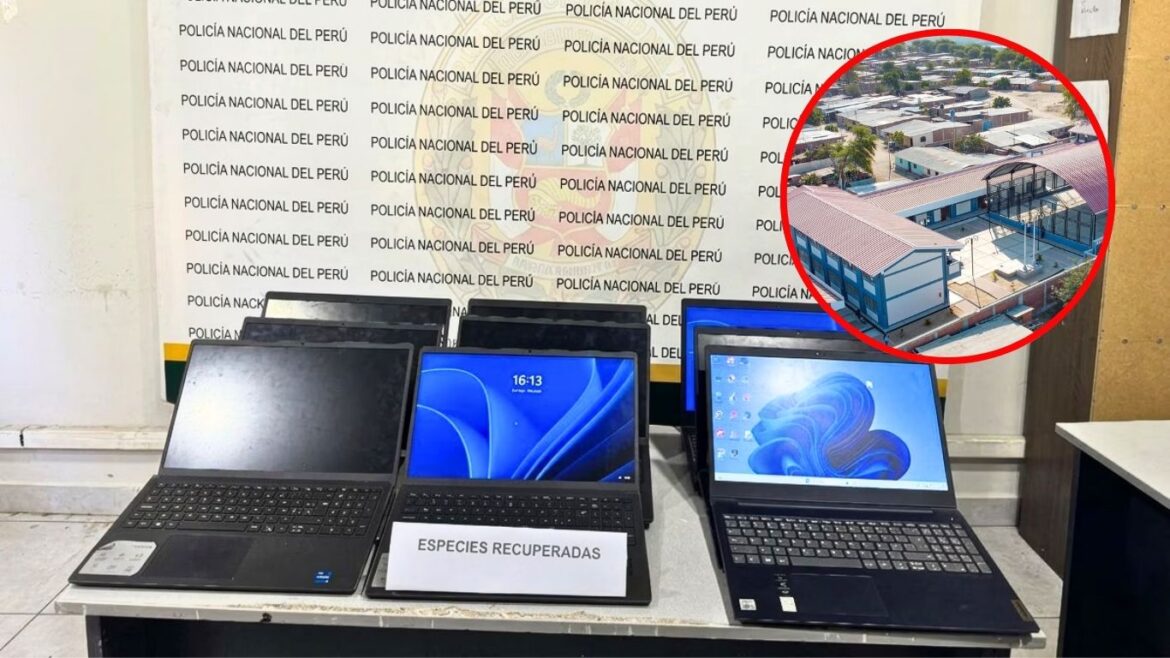 Policía recuperó nueve de las 12 laptops robadas en Piura. Foto: composición Caretas/ difusión/Trome