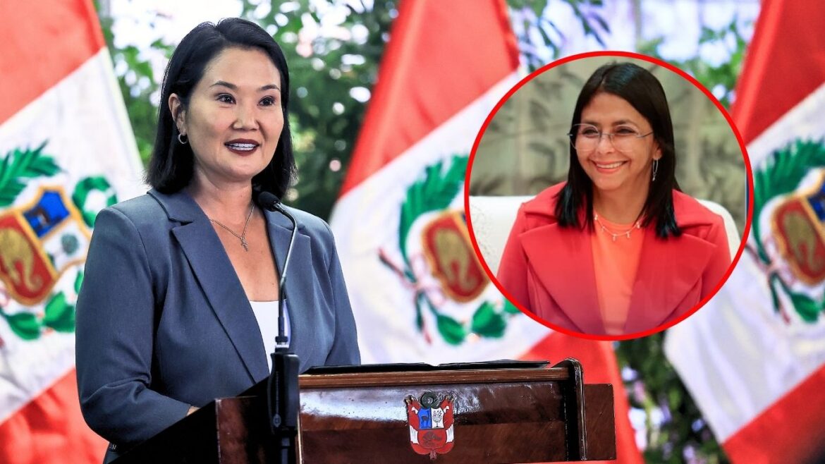 Delcy Rodríguez le deseó éxitos al gobierno de Keiko Fujimori en Perú. Foto: composición Caretas/Presidencia
