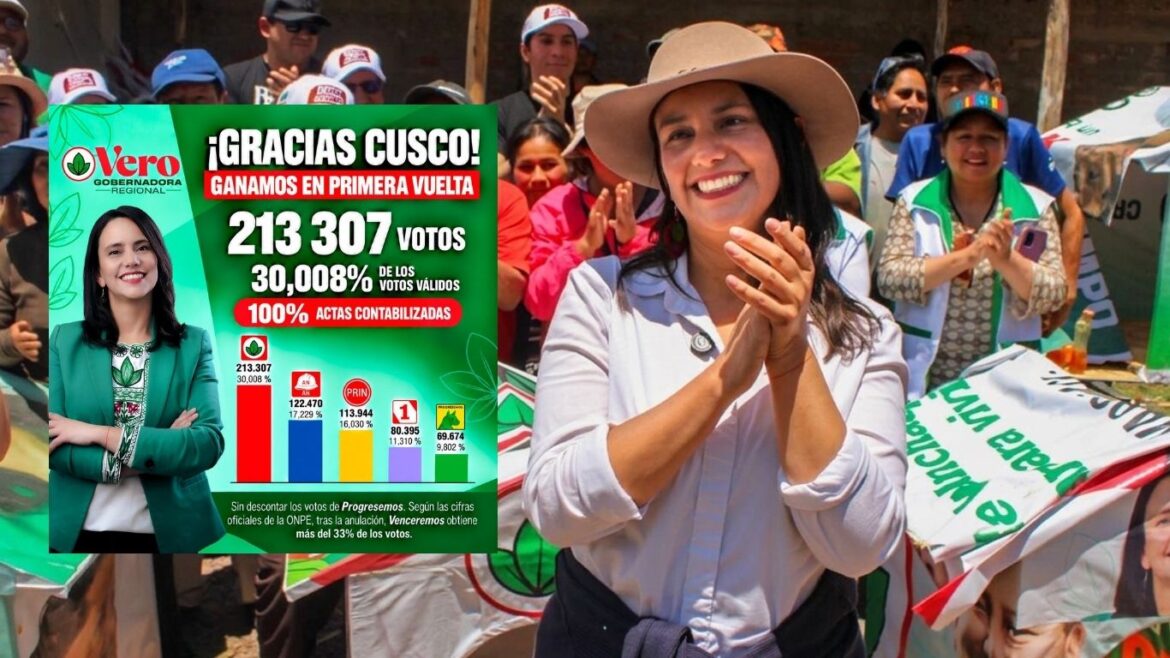 Verónika Mendoza afirma que ganó las elecciones en Cusco en primera vuelta. Foto: composición Caretas