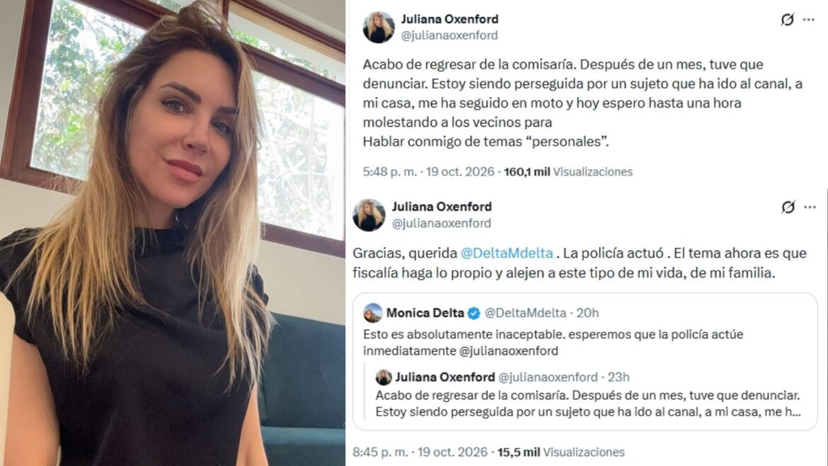 Juliana Oxenford denunció el acoso que según ella viene sufriendo y exigió a las autoridades a tomar cartas en el asunto. Foto: composición Caretas / @julianaoxenford.oficial