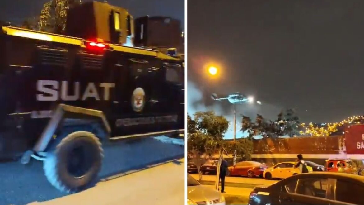 Entrenamiento de la SUAT con helicóptero en terminal de Santa Catalina causó revuelo en redes sociales. Foto: captura de video y composición Caretas.