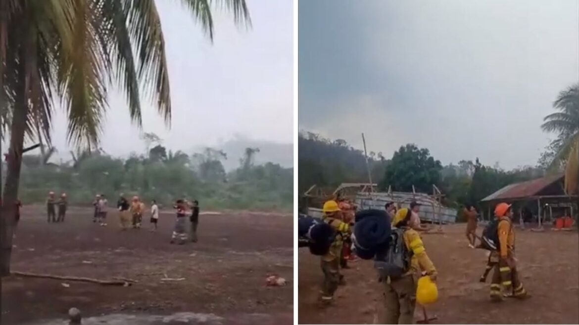 Bomberos y parte de la comunidad celebran tras las lluvias que finalmente apagaron el incendio que afectó a mucha sfamilias en Junín. Foto: composición Caretas