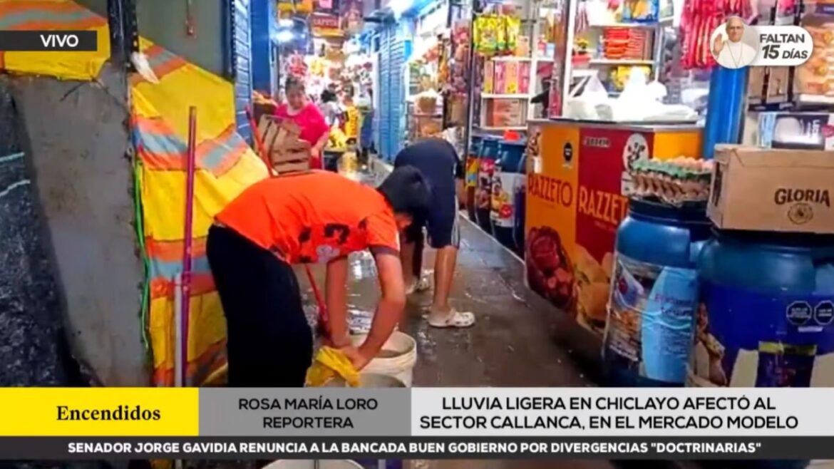 Chiclayo: 100 comerciantes afectados por aniegos tras lluvia ligera y denuncian falta de drenaje. Foto: captura RPP.